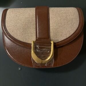 Charles & Keith Brown and Cream Crossbody Bag